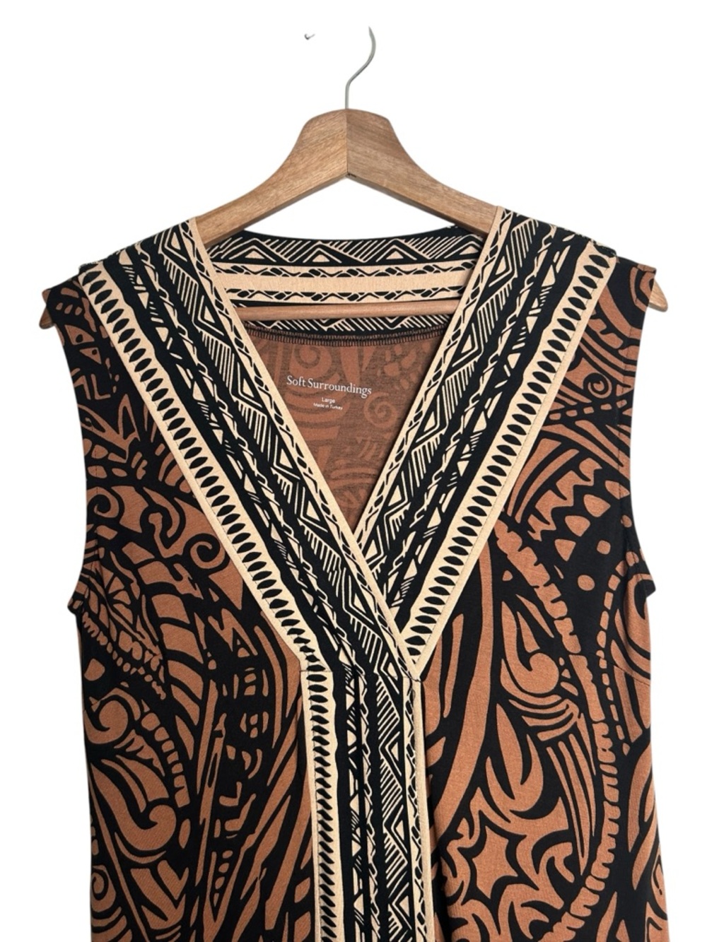 Soft Surroundings Serengeti Safari Print Sleeveless Jersey Knit Maxi Dress Large - Picture 3 of 7